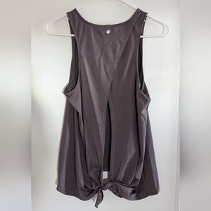 Split tie-back workout tank top